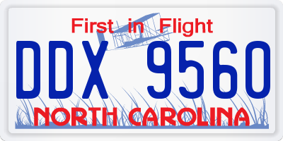 NC license plate DDX9560