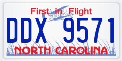 NC license plate DDX9571