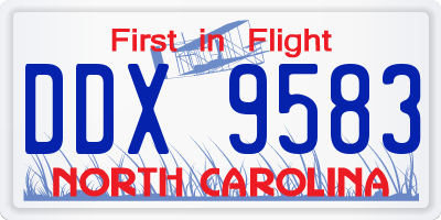 NC license plate DDX9583