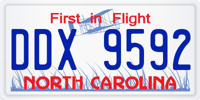 NC license plate DDX9592