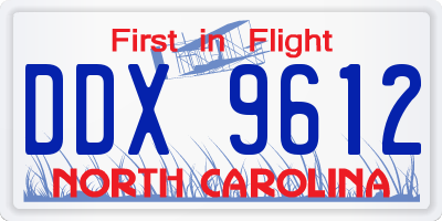 NC license plate DDX9612