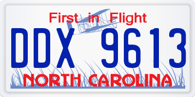 NC license plate DDX9613