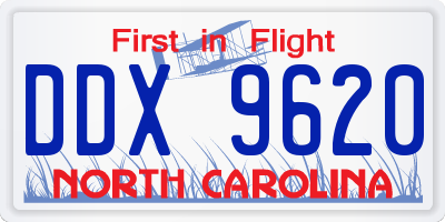 NC license plate DDX9620