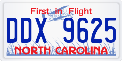 NC license plate DDX9625