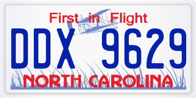 NC license plate DDX9629