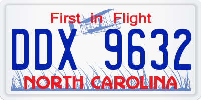 NC license plate DDX9632