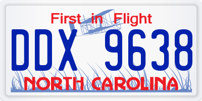 NC license plate DDX9638