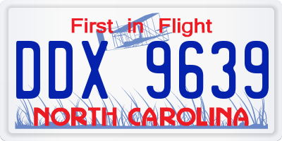NC license plate DDX9639