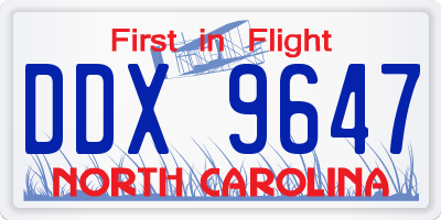 NC license plate DDX9647