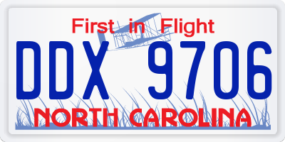 NC license plate DDX9706