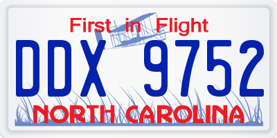 NC license plate DDX9752