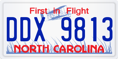 NC license plate DDX9813