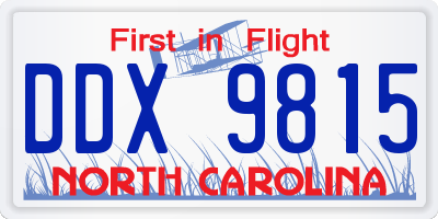 NC license plate DDX9815