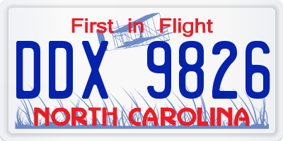 NC license plate DDX9826