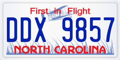 NC license plate DDX9857