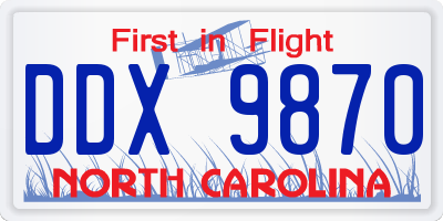 NC license plate DDX9870