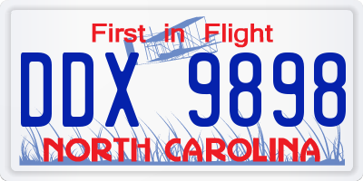NC license plate DDX9898
