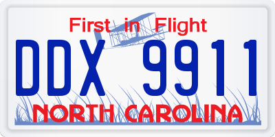 NC license plate DDX9911