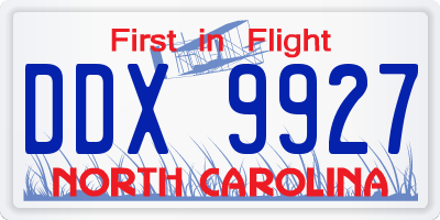 NC license plate DDX9927
