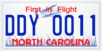 NC license plate DDY0011
