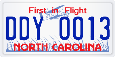 NC license plate DDY0013
