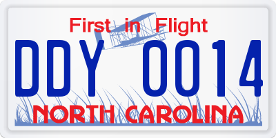 NC license plate DDY0014