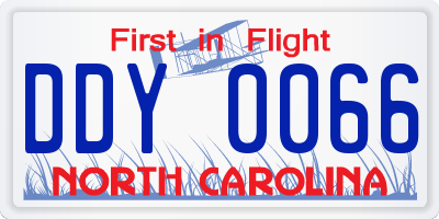 NC license plate DDY0066