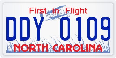 NC license plate DDY0109
