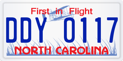 NC license plate DDY0117