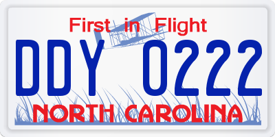 NC license plate DDY0222