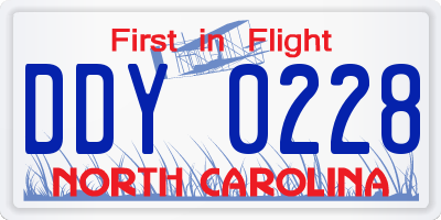 NC license plate DDY0228