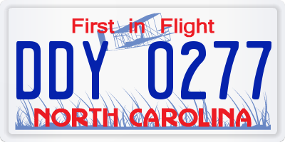 NC license plate DDY0277