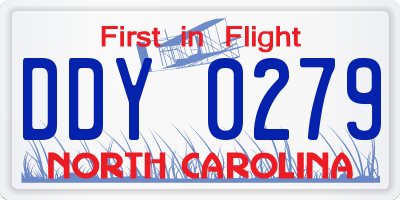 NC license plate DDY0279