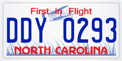 NC license plate DDY0293