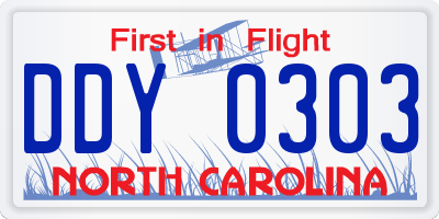 NC license plate DDY0303