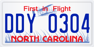 NC license plate DDY0304