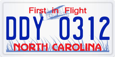 NC license plate DDY0312