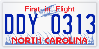 NC license plate DDY0313