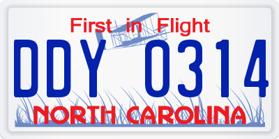 NC license plate DDY0314
