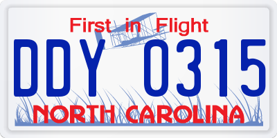NC license plate DDY0315