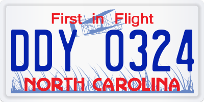 NC license plate DDY0324