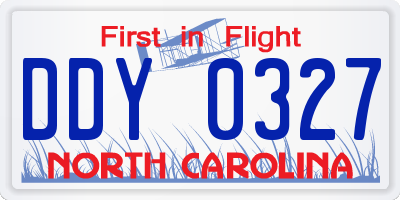NC license plate DDY0327