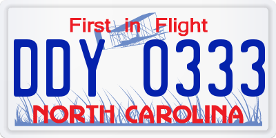 NC license plate DDY0333
