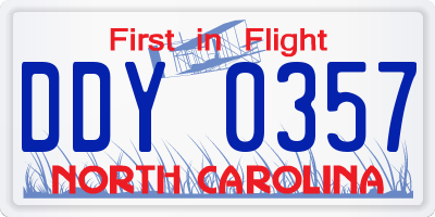 NC license plate DDY0357