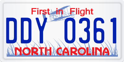 NC license plate DDY0361