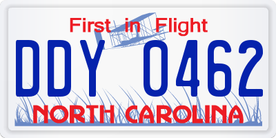 NC license plate DDY0462