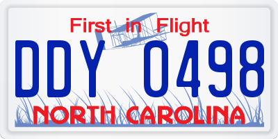 NC license plate DDY0498
