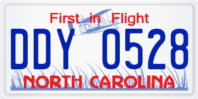 NC license plate DDY0528