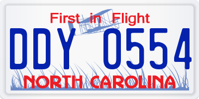 NC license plate DDY0554