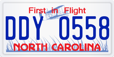 NC license plate DDY0558